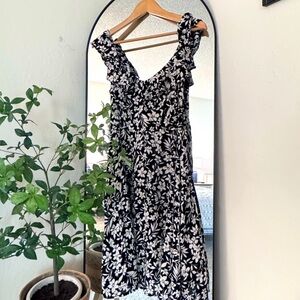 Floral Black and White Mini Dress